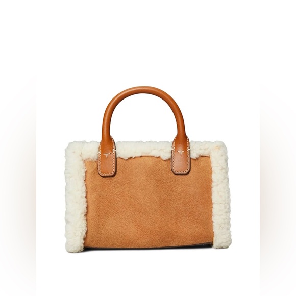 Tory Burch Ella Mini Leather & Shearling Tote. - Picture 4 of 14